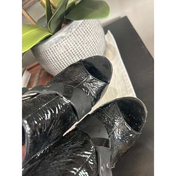 Givenchy Patent Leather Peep Toe Ankle Booties Black Womens Size 7 - Picture 5 of 11